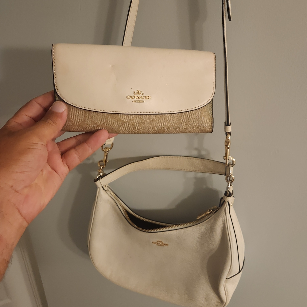 Coach Cream and Tan Crossbody Bag Set